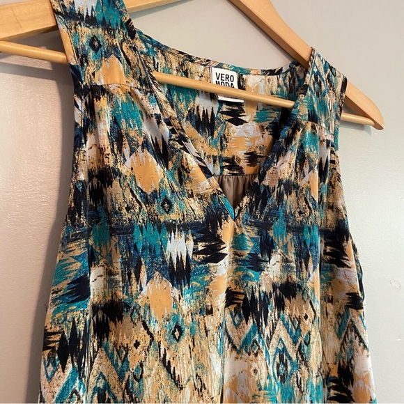 Vero Moda Blue and Tan Maxi Dress - Picture 2 of 8